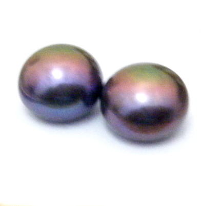 Black 11-12mm Half Drilled Button Pairs